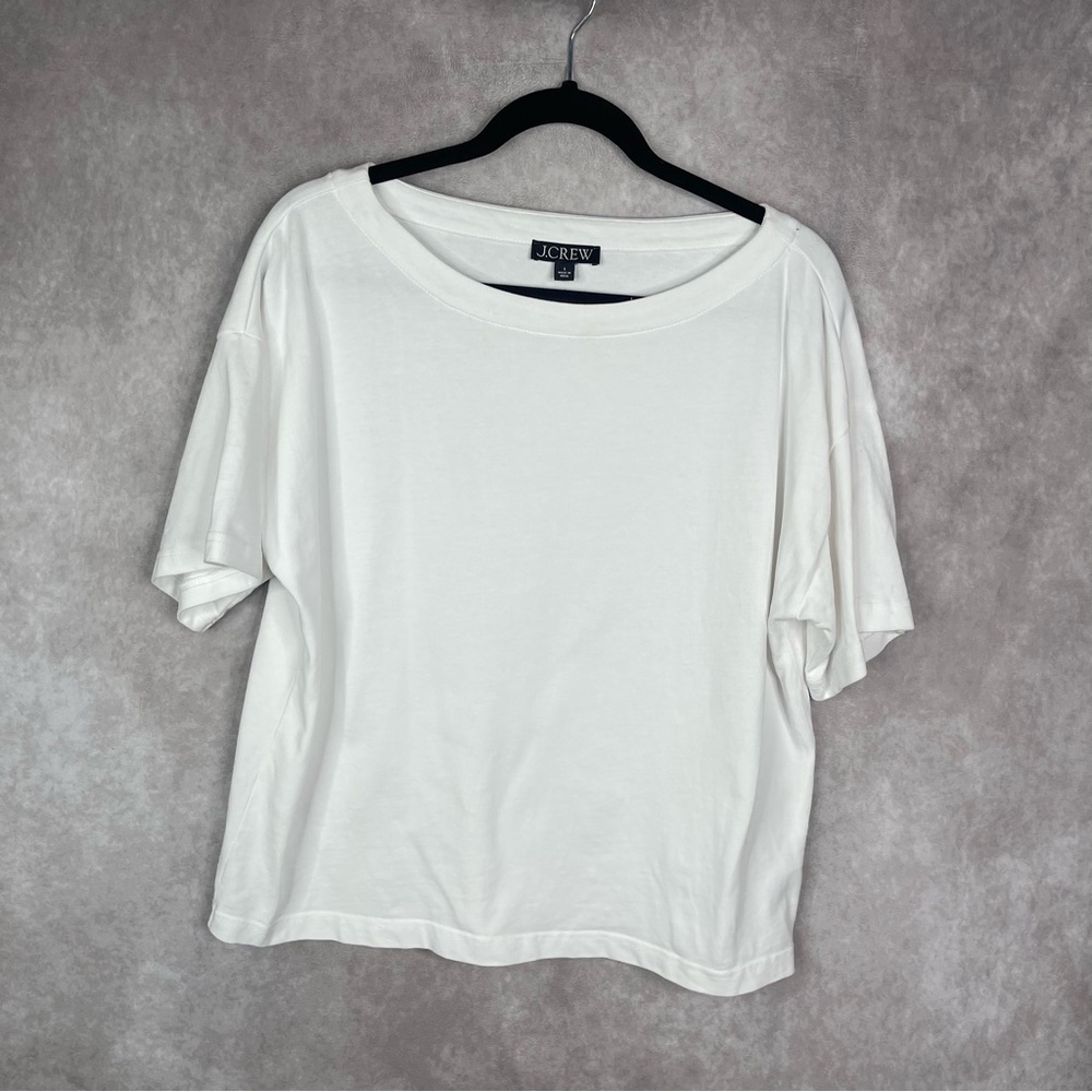 J.Crew Mariner Cloth‎ Boatneck Short-Sleeve T-Shirt In White Women's Size L